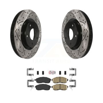 Front Coated Drill Slot Disc Brake Rotor Ceramic Pad Kit For 2007-2012 Nissan Sentra SE-R KDA-100403
