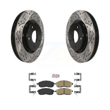 Front Coated Drill Slot Disc Brake Rotor Ceramic Pad Kit For 2007-2012 Nissan Sentra SE-R KDA-100404
