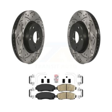Front Coated Drilled Slotted Disc Brake Rotors And Ceramic Pads Kit For Honda CR-V KDA-100407