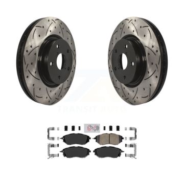 Front Drilled Slot Brake Rotor & Ceramic Pad Kit For Subaru Outback WRX Legacy Tribeca B9 KDA-100416
