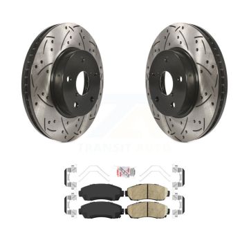 Front Coated Drill Slot Disc Brake Rotor Ceramic Pad Kit For 2016-2019 Subaru Legacy 2.5L KDA-100418