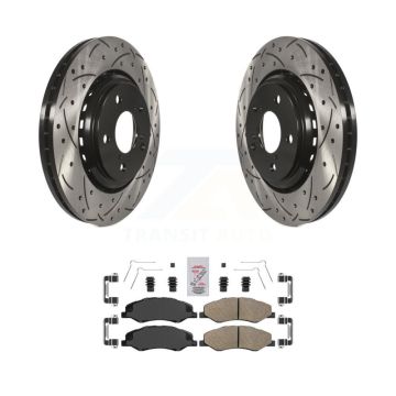 Front Coated Drilled Slotted Disc Brake Rotor Ceramic Pad Kit For 2018-2023 Honda Odyssey KDA-100439