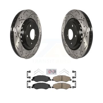 Front Coated Drilled Slotted Disc Brake Rotor Ceramic Pad Kit For 2018-2023 Honda Odyssey KDA-100440
