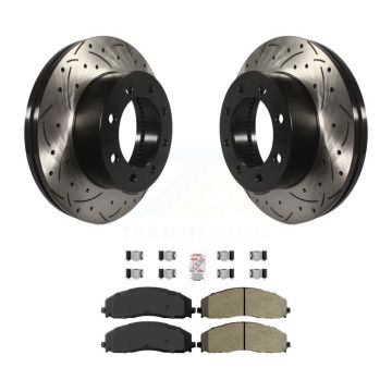 Front Drill Slot Brake Rotors Semi-Metallic Pad Kit For Ford F-350 Super Duty F-250 F-450 KDA-100445