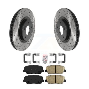 Front Coated Drilled Slot Disc Brake Rotors Ceramic Pad Kit For 2011-2015 Kia Optima 2.0L KDA-100450