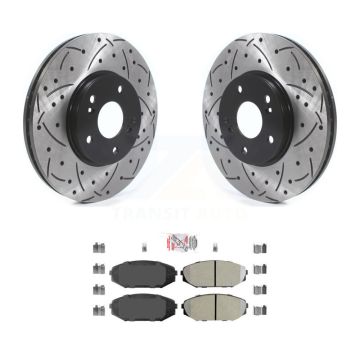 Front Coat Drill Slot Disc Brake Rotors Semi-Metallic Pad Kit For Honda Odyssey Acura MDX KDA-100456