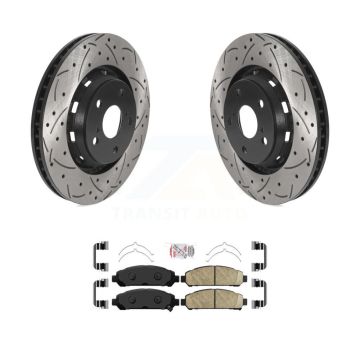 Front Coated Drilled Slotted Disc Brake Rotors Ceramic Pad Kit For 2009-2016 Toyota Venza KDA-100464
