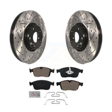 Front Coated Drilled Slotted Disc Brake Rotors And Ceramic Pads Kit For Volvo XC60 KDA-100468