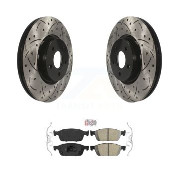 Front Drill Slot Brake Rotors Ceramic Pad Kit For Ford Escape Transit Connect Lincoln MKC KDA-100470