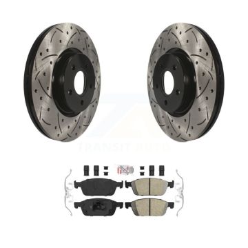 Front Drill Slot Brake Rotors Ceramic Pad Kit For Ford Escape Transit Connect Lincoln MKC KDA-100472