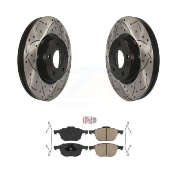 Front Drill Slot Brake Rotors Ceramic Pad Kit For Ford Escape Volvo C-Max S40 C30 V50 C70 KDA-100473
