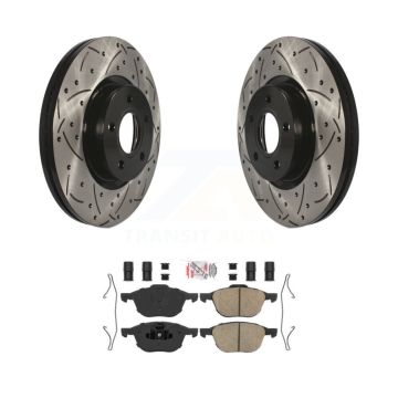 Front Drill Slot Brake Rotors Ceramic Pad Kit For Ford Escape Volvo C-Max S40 C30 V50 C70 KDA-100476