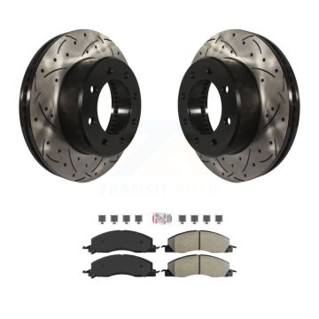 Front Coat Drill Slot Disc Brake Rotor Semi-Metallic Pad Kit For Ram 3500 2500 1500 Dodge KDA-100498