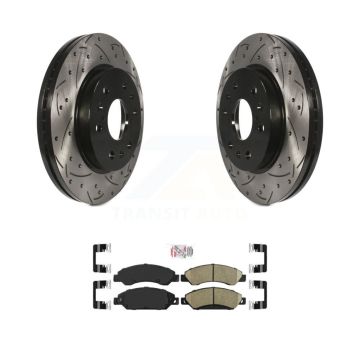 Front Drilled Slot Brake Rotor Ceramic Pad Kit For Chevrolet Avalanche Cadillac GMC Tahoe KDA-100502