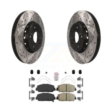 Front Coated Drilled Slotted Disc Brake Rotor And Ceramic Pad Kit For 2013-2018 Acura RDX KDA-100509