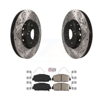 Front Coated Drilled Slotted Disc Brake Rotors And Ceramic Pads Kit For 2016 Acura ILX KDA-100510
