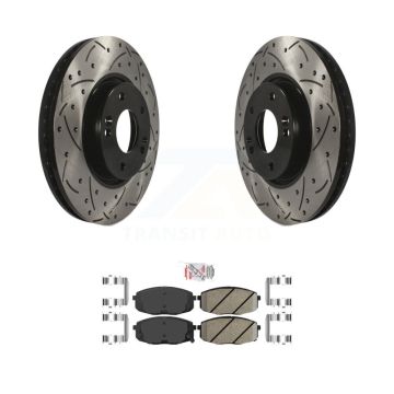 Front Coated Drilled Slotted Disc Brake Rotor & Ceramic Pad Kit For Kia Forte Koup Forte5 KDA-100513