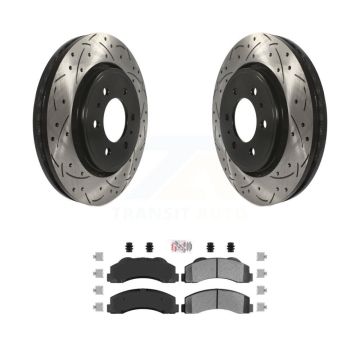Front Drill Slot Disc Brake Rotor Semi-Metallic Pad Kit For Ford F-150 Expedition Lincoln KDA-100520