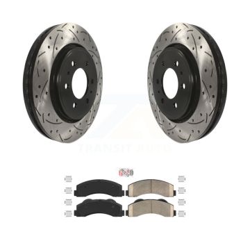 Front Drill Slot Brake Rotors Ceramic Pad Kit For Ford F-150 Expedition Lincoln Navigator KDA-100521