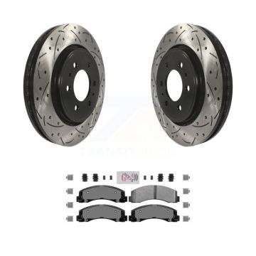 Front Drill Slot Disc Brake Rotor Semi-Metallic Pad Kit For Ford F-150 Expedition Lincoln KDA-100522