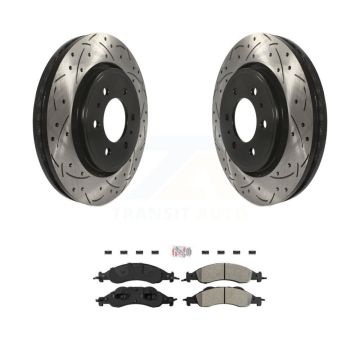 Front Drill Slot Brake Rotors Semi-Metallic Pad Kit For Ford Expedition Lincoln Navigator KDA-100524