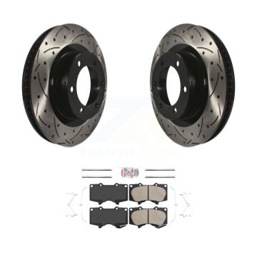 Front Drilled Slot Brake Rotor & Ceramic Pad Kit For 2010-2023 Toyota 4Runner Lexus GX460 KDA-100527