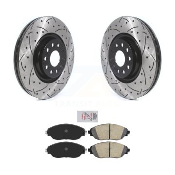 Front Drill Slot Brake Rotor Ceramic Pad Kit For Volkswagen Tiguan Jetta Audi Q3 GTI Golf KDA-100529
