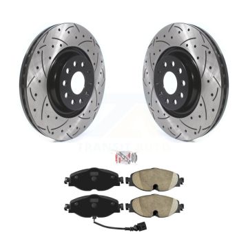 Front Coat Drill Slot Disc Brake Rotors Ceramic Pad Kit For Volkswagen Golf Jetta Audi A3 KDA-100530