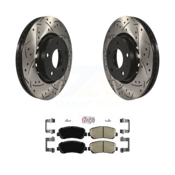 Front Coated Drilled Slotted Disc Brake Rotors And Ceramic Pads Kit For Mazda CX-5 KDA-100531
