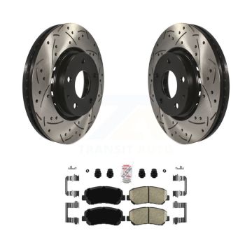 Front Coated Drilled Slotted Disc Brake Rotors And Ceramic Pads Kit For Mazda CX-5 KDA-100532