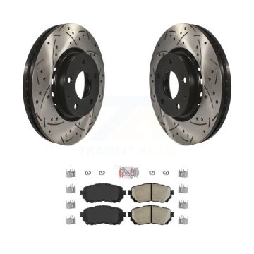 Front Drilled Slot Brake Rotors Ceramic Pad Kit For 2019-2021 Mazda 6 Naturally Aspirated KDA-100534