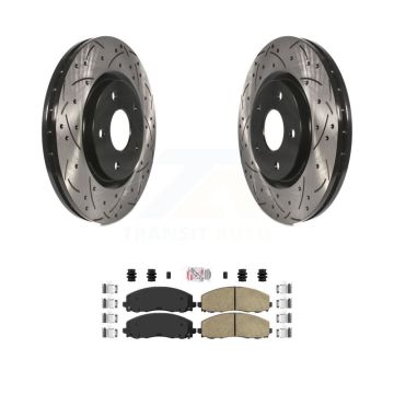 Front Drilled Slot Brake Rotor Ceramic Pad Kit For Dodge Grand Caravan Journey Chrysler & KDA-100537