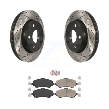 Front Coated Drilled Slotted Disc Brake Rotors And Ceramic Pads Kit For Jeep Wrangler JK KDA-100546