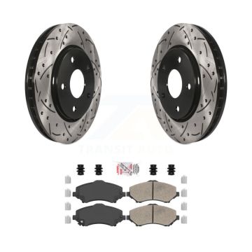 Front Drilled Slot Brake Rotor Ceramic Pad Kit For Dodge Grand Caravan Journey Chrysler & KDA-100552