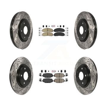 Front Rear Ceramic Pad Drill Slot Brake Rotors Kit For Dodge Grand Caravan Journey Town & KDA-100554