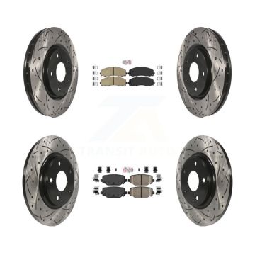 Front Rear Ceramic Pad Drill Slot Brake Rotors Kit For Dodge Grand Caravan Journey Town & KDA-100556