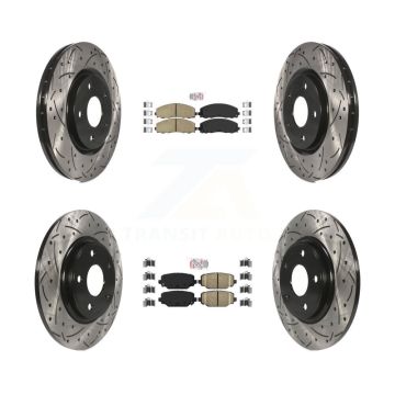 Front Rear Ceramic Pad Drill Slot Brake Rotors Kit For Dodge Grand Caravan Journey Town & KDA-100557