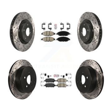 Front Rear Ceramic Pad Drilled Slot Brake Rotor Kit For Nissan Murano Pathfinder INFINITI KDA-100560