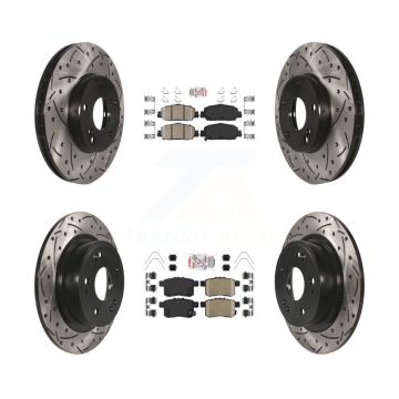 Front Rear Ceramic Pad Drilled Slot Brake Rotors Kit For 2016 Honda Accord LX-S with 2.4L KDA-100566
