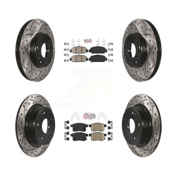 Front Rear Ceramic Pad Drilled Slot Brake Rotors Kit For 2016 Honda Accord LX-S with 2.4L KDA-100567