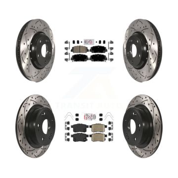 Front Rear Ceramic Pads And Coated Drilled Slotted Disc Brake Rotors Kit For Honda Accord KDA-100570