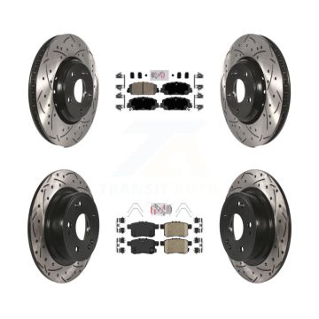 Front Rear Ceramic Pads And Coated Drilled Slotted Disc Brake Rotors Kit For Honda Accord KDA-100571