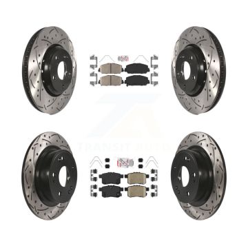 Front Rear Ceramic Pads And Coated Drilled Slotted Disc Brake Rotors Kit For Honda Accord KDA-100572