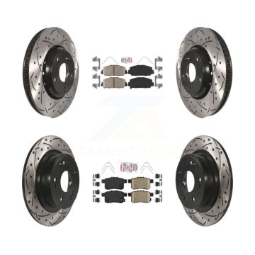 Front Rear Ceramic Pads And Coated Drilled Slotted Disc Brake Rotors Kit For Honda Accord KDA-100573