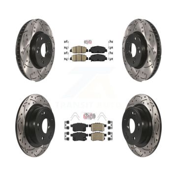 Front Rear Ceramic Pads And Coated Drilled Slotted Disc Brake Rotors Kit For Honda Accord KDA-100575