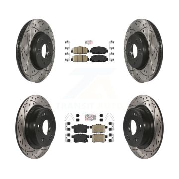 Front Rear Ceramic Pads And Coated Drilled Slotted Disc Brake Rotors Kit For Honda Accord KDA-100576