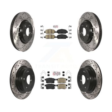 Front Rear Ceramic Pads And Coated Drilled Slotted Disc Brake Rotors Kit For Honda Accord KDA-100578