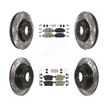 Front Rear Ceramic Pads And Coated Drilled Slotted Disc Brake Rotors Kit For Honda Accord KDA-100580