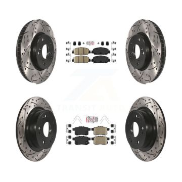 Front Rear Ceramic Pads And Coated Drilled Slotted Disc Brake Rotors Kit For Honda Accord KDA-100581