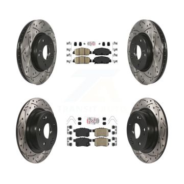Front Rear Ceramic Pads And Coated Drilled Slotted Disc Brake Rotors Kit For Honda Accord KDA-100582